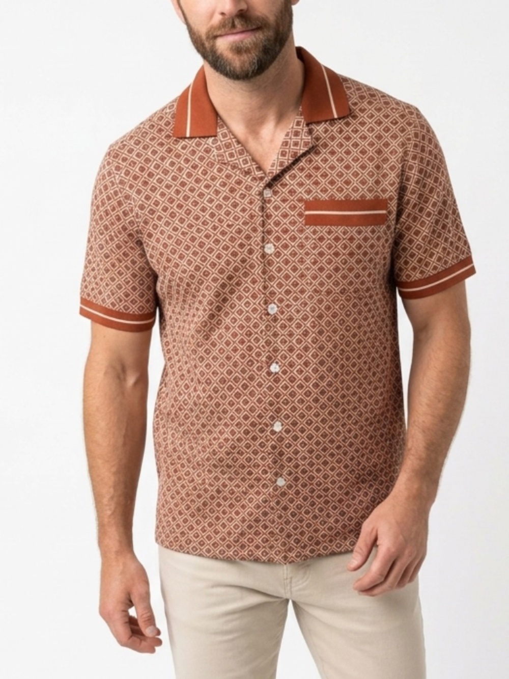 Murano Slim Fit Retro Geometric Shirt - Men's S